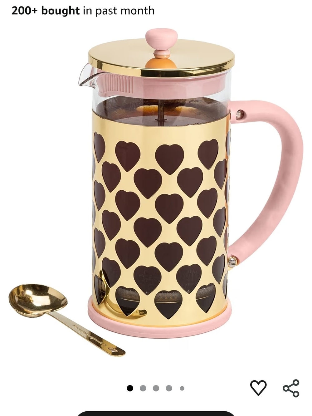Paris Hilton French Press Coffee Maker With Heart Shaped Measuring Scoop